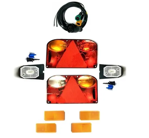 2x Anhängerbeleuchtung Bajonett 2x LED Umrissleuchte Kabelbaum 5m