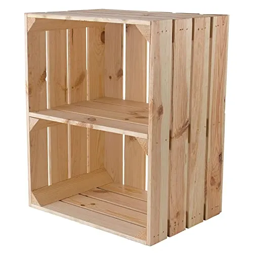 Kistenkolli Holzkiste Johanna |50 x 40 x 30cm |Kiste Natur mit Unterteilung Weinkisten Obstkisten Deko |Perfekt als Regal Aufbewahrungskiste Spielzeugkiste