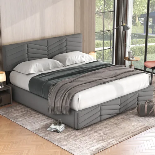 MODFU Polsterbett 180 x 200 cm – Hydraulisches Funktionsbett in Grau - Elegantes Polsterbett mit hydraulischem Mechanismus für optimalen Komfort und Stauraum. Ideal für jedes Schlafzimmer, bietet es nicht nur eine stilvolle Optik, sondern auch praktische Lösungen.