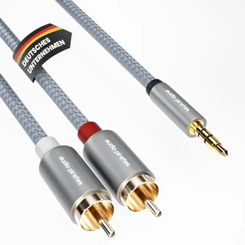 audio pirates 3,5mm-Klinke auf 2x Cinch RCA Hifi Stereo Kabel |1,0m | OFC | Audio-Kabel für TV, PC, Tablet, Subwoofer, Verstärker, Lautsprecher, HiFi & Heimkino | PERFORMANCE COLLECTION