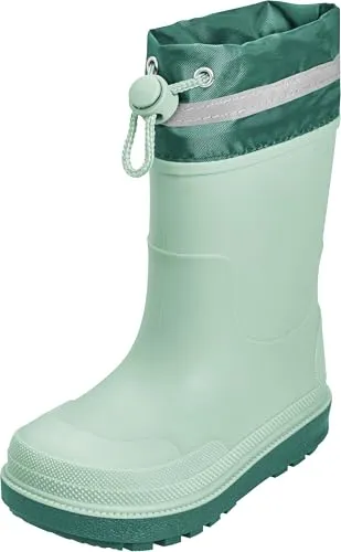 Playshoes Gefütterte Regenstiefel für Kinder, Grün, Größe 22 EU - Gummistiefel für Kinder, wasserdicht und gefüttert, ideal für kalte Tage. Leichtes TPE-Material, waschbar bis 30°C, mit Zugband für optimalen Sitz und Reflektor für bessere Sichtbarkeit.