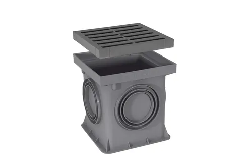 Marley Einlaufschacht 200x200mm mit Rost - Rohre - 2-teilig, aus robustem Kunststoff, ideal für den Bodenablauf von Oberflächenwasser, inklusive Einlaufrost für optimale Funktionalität.