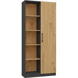 Malwa Bücherregal RD/80 ANTRACITE ARTISAN - Stylisches Bücherregal im modernen Artisan-Design, ideal zur stilvollen Aufbewahrung und Präsentation Ihrer Bücher und Deko-Objekte.