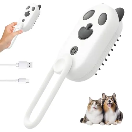 Katyjun 3 in 1 Katzenbürste Hundebürste mit Dampf, Dampfbürste für Hunde Katze mit Spray Fellpflege und Massage, Katzenbürste mit Wasser
