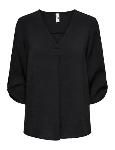 JDY Damen JDYDIVYA 3/4 TOP WVN NOOS T-Shirt, Schwarz, 36