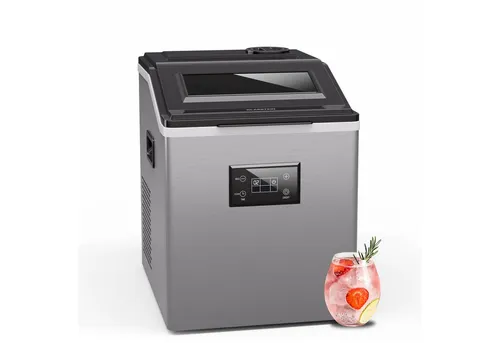 FrostMaster Ice Maker - 40 kg Eiswürfel pro Tag mit Edelstahlgehäuse - Eiswürfelmaschine für bis zu 40 kg Bullet-Eiswürfel täglich, ideal für Partys und Veranstaltungen. Mit LED-Anzeige und Eisschaufel für optimalen Komfort.