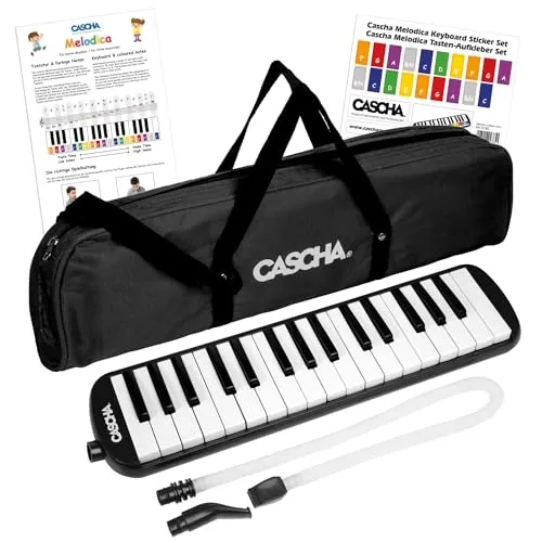 CASCHA HH 2061 Melodica - Schwarz - Musikinstrument für Einsteiger, ideal für Kinder mit einfachem Spiel und robustem Gehäuse für lange Lebensdauer. Inklusive Tasche für Schutz und Mobilität.