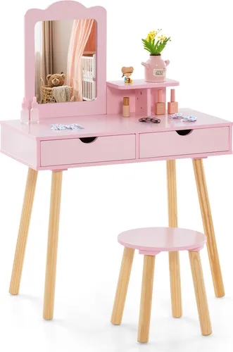 COSTWAY Kinder Schminktisch Set 2in1 von Costway