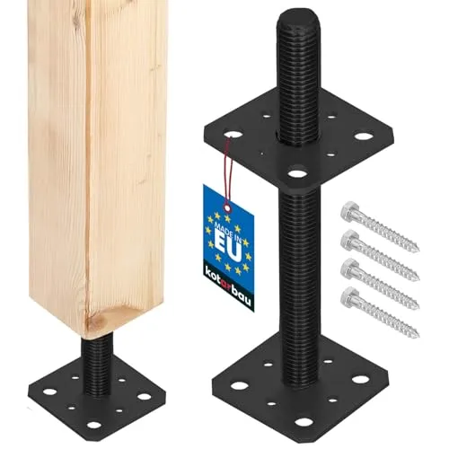 KOTARBAU® Pfostenträger aus pulverbeschichtetem Stahl 80x80x250 mm Anthrazit Pfostenträger Einschlaghülse höhenverstellbar Zaunpfosten Aufschraubhülse Bodenhülse Balkenschuh Bodenanker Balkenschuhe