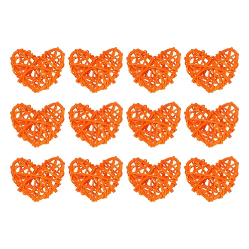 12Stk Herz Geformt Rattan Kugel Vasenfüller Natürlich Rattan Orange 2