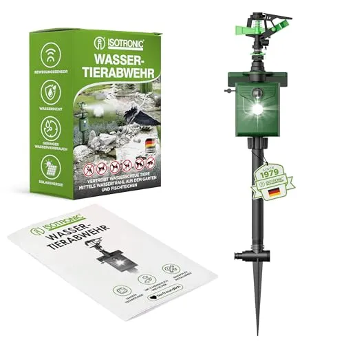 ISOTRONIC® Wasserstrahl Plus Licht Tiervertreiber Solar – Effektive Tierabwehr für Garten
