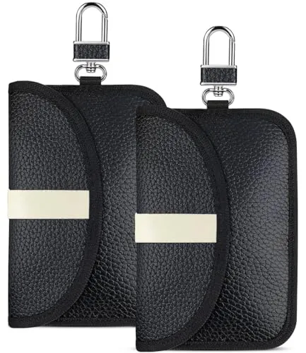 Keyless Go Schutz - 2 STK RFID Autoschlüssel Tasche - Schlüsselmäppchen für Herren: Schützen Sie Ihre Autoschlüssel vor Hacking mit dieser Signalblockertasche, die 100% der RFID-Signale blockiert. Elegant und leicht zu tragen, ideal für Sicherheit und Stil.