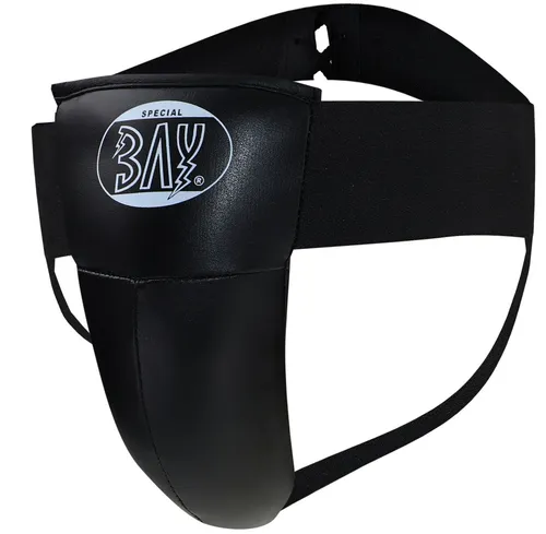 BAY-Sports Tiefschutz Twin Herren Jungen Suspensorium Sport schwarz Twin schwarz, Kunstleder, für Erwachsene und Kinder, XXS - XL