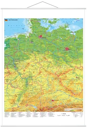 Wandkarte Deutschland 1:750.000 mit Metallbeleistung in weiß von Stiefel Eurocart