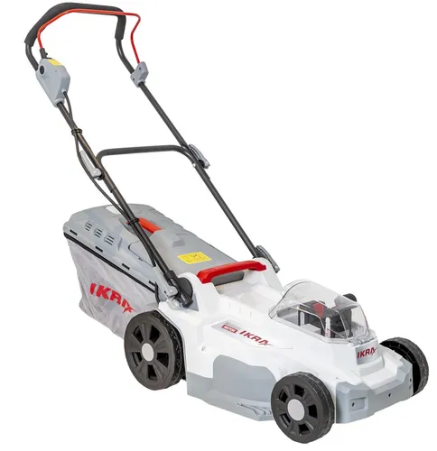 IKRA Akku Rasenmäher Mulchmäher ICM 2/2037 mit 2x Akku - Sichelmäher mit bürstenlosem Motor für hohe Leistung, ideal für Rasenflächen bis 250m². Inkl. 2 Akkus und Doppel-Schnellladegerät für maximale Flexibilität.