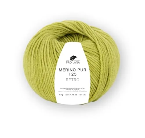 Merino Pur 125 Retro Strickgarn, 100% Extrafeine Merinowolle, Handgefärbt, Ton-in-Ton Farbverlauf (174 apfel mel.)
