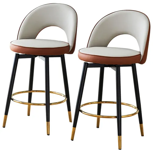 Barhocker 2er Set mit 360° Drehfunktion und Kunstlederbezug