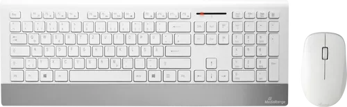 MediaRange MROS106 Kabelloses Tastatur-Maus-Set in Weiß - Ergonomisch, spritzwassergeschützt und ideal für flexibles Arbeiten im Büro oder Homeoffice