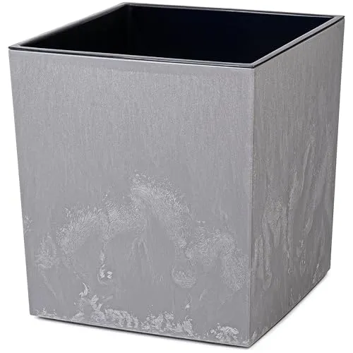 KONZEPT Blumenkübel mit Einsatz, XL 40x40x40 cm – UV-beständig & wetterfest, aus 100 % recyceltem Kunststoff – Pflanzkübel in grau Beton-Optik für Garten, Balkon & Terrasse