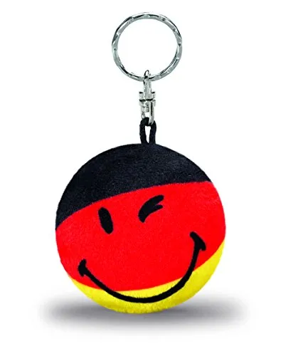 Nici 39211 - Smiley Plüsch 2D SA, 6 cm, schwarz/rot/Gold