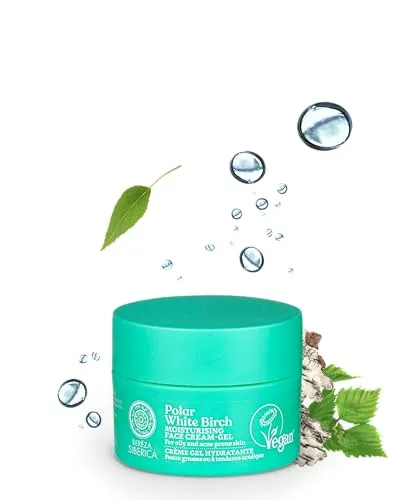 Natura Siberica Polar White Birch Moisturising Face Cream Gel – Gesichtscreme mit Hyaluronsäure & Vitamin B5 für fettige und unreine Haut – Feuchtigkeit & Balance – Anti-Akne Pflege – 50 ml