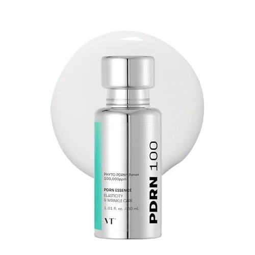 VT COSMETICS PDRN Essence 100 30ml - Gesichtspflege mit 100,000 ppm pflanzlichem PDRN aus Ginseng, verbessert die Hautelastizität und sorgt für strahlenden Teint. Vegan, duftfrei und klinisch getestet für langanhaltende Feuchtigkeit.