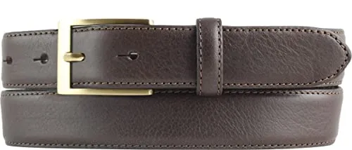 BELTINGER Hochwertiger Anzuggürtel aus Vollrindleder mit goldener Gürtelschließe 3,0 cm | Bombierter Ledergürtel Herren 30mm | Business-Gürtel made in Italy | Braun 130cm