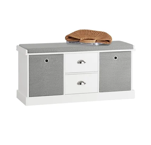 SoBuy FSR66-HG Sitzkommode - Drohnen Zubehör mit Stauraum und Sitzfläche, ideal für jeden Eingang, belastbar bis 150kg und mit zwei Schubladen für optimalen Stauraum.