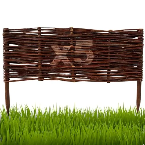 Floranica 5 Stück Beetbegrenzung aus Weide 30 cm x 60 cm Rasenkante aus Weidengeflecht Beeteinfassung Rasenkante Beetzaun Weidenzaun Palisade Abtrennung von Blumenbeetwegen Gartenbeeten