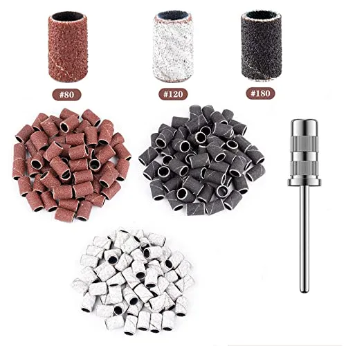Luckaide Schleifhülsen Nagelbohrer 75PCS mit Nagelbohrer, Kasten, 80/120/180GRIT Nagelkunst-Schleifband Nagelfräser Aufsatz für Maniküre Pediküre Nagelpflege