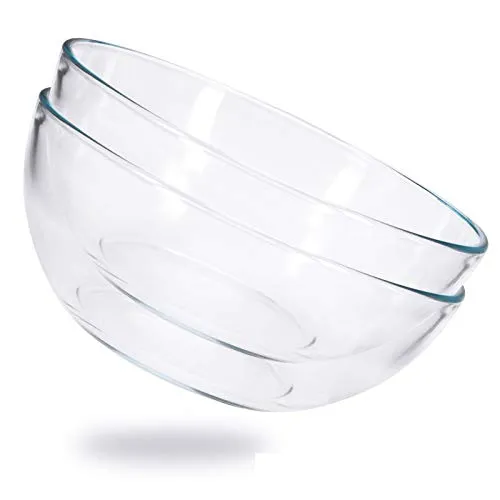 ChasBete Salatschüssel Glas Servierschalen Set, 2er Kristallglas Glasschüssel, Dessertschalen Glas, Obstschale Kristallglas, Ø20 cm