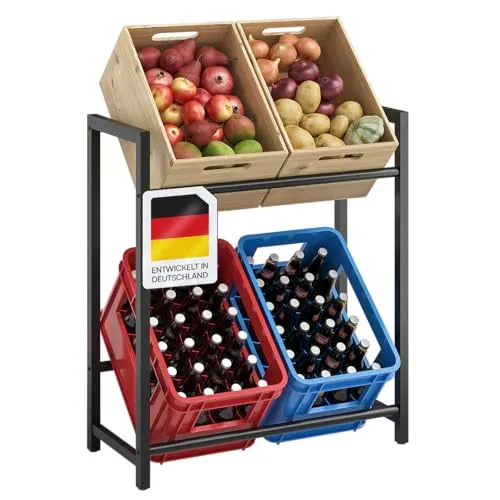 STEELSØN Standregal Macondo, höhenverstellbar für 4-6 Getränkekisten - Standregal aus Metall mit verstellbaren Füßen, ideal für die flexible Lagerung von Getränkekisten. Maximale Belastbarkeit von 200 kg, perfekt für Zuhause oder das Büro.