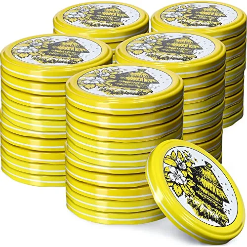 KADAX Schraubdeckel fi82 mm, Twist-Off-Deckel Set aus Metall, Ersatzdeckel für Einmachgläser, Deckel mit 6 Einrastzähnen für Sturzgläser und Einmachgläser (Bienenstock, 50 Stück)