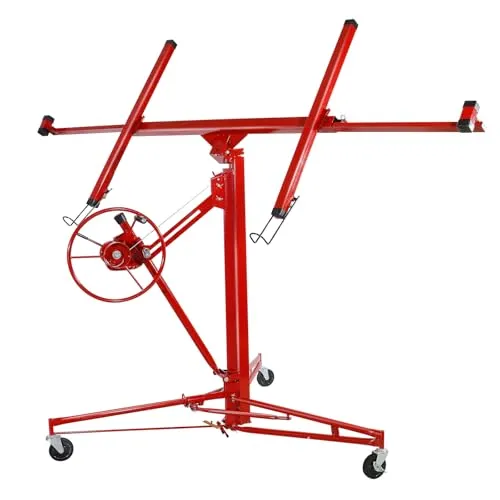 CCLIFE Klappbarer Plattenheber für Trockenbau XXL bis 68 kg - Robuster Plattenlift mit einstellbarer Höhe von 140-350 cm und Tragfähigkeit von 68 kg. Ideal für Heimwerker und Profis, perfekt zum Anheben und Positionieren von Platten. Mobilität durch drei Räder mit Feststellbremse.