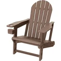 ML-Design Adirondack Stuhl mit Getränkehalter in Braun - Moderner Adirondack Loungestuhl aus robustem HDPE-Material, wetterfest und pflegeleicht. Ergonomisches Design mit integrierter Getränkehalterung für entspanntes Sitzen im Garten oder auf der Terrasse.