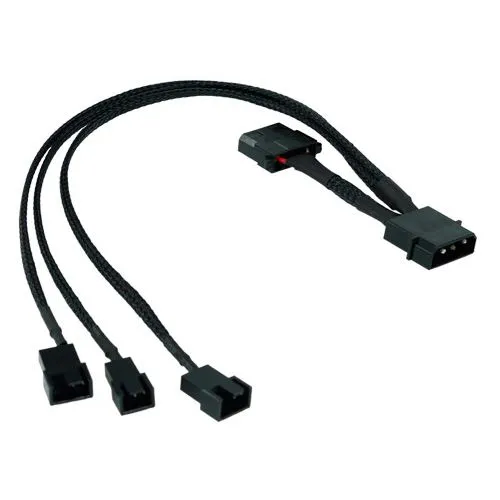 Phobya Y-Adapter 4Pin Molex auf 3x 2Pin 30cm - Schwarz