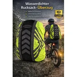 Rucksack und Schulranzen Regenhülle 100% wasserdicht – Reflektierend & gut sichtbar – Ideal für Fahrrad, Wandern & Schule – gelb Größe L - Gelb