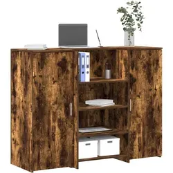 vidaXL Empfangstheke Räuchereiche 135x50x103,5 cm - TV-Halterungen und Empfangstheke in einem: Diese elegante Empfangstheke bietet reichlich Stauraum und sorgt für diskrete Interaktionen in Büros, Kliniken oder Schönheitssalons.