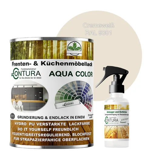Contura 2 Liter Küchenmöbellack RAL 9001 Cremeweiß mit Anlauger