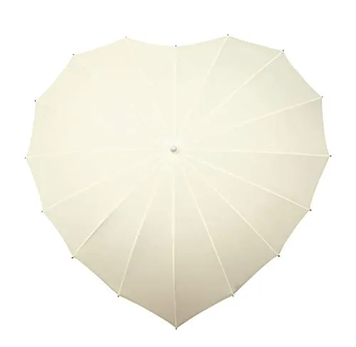 VON LILIENFELD Regenschirm Herz creme - Eleganter Stockschirm in Herzform, ideal für Hochzeiten und besondere Anlässe. Leicht, stabil und windfest – ein traumhaftes Accessoire für jeden Tag!