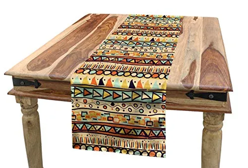 ABAKUHAUS Primitive Tischläufer, mexikanische Art, Esszimmer Küche Rechteckiger Dekorativer Tischläufer, 40 x 180 cm, Beige Aprikose