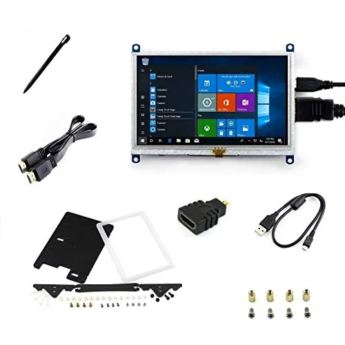 IBest 5 inch TFT LCD B Resistive Touch Display Screen 800x480 Monitor HDMI USB Interface with Bicolor Case for Raspberry Pi 3 Model B+ B  A, Beaglebone Black,PC Support Windows 10 IOT/10/8.1/8/7