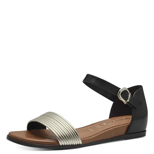 Tamaris Sandale 1-28110-42 098 weit - Wanderschuhe mit ANTIslide-Technologie für sicheren Halt, hochwertigem Leder und Synthetik, individuell anpassbarer Schließe und modernem Look.
