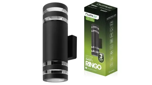 Lampa Kinkiet Elewacyjny 2xE27 LED Góra Dół RINGO LUMILED - Eleganter Wandstrahler für Außenbereiche, sorgt für stilvolle Beleuchtung und ist energieeffizient dank LED-Technologie.