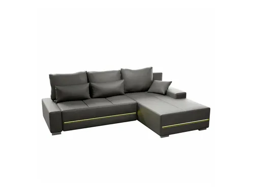 Juskys Davos Sofa LED mit Ottomane Schlaffunktion - Sofa mit ausziehbarer Schlaffunktion und wasserabweisendem Bezug, ideal für vielseitige Wohnlandschaften. Inklusive individuell einstellbarem LED-Licht für stimmungsvolle Akzente.