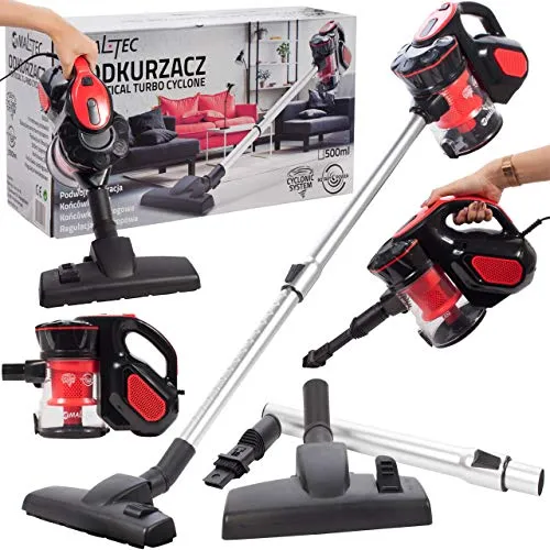 MalTec Handstaubsauger Staubsauger Vertical Turbo Cyclone 5in1 | 600W Beutellos | Autostaubsauger für Autos Zuhause Camping