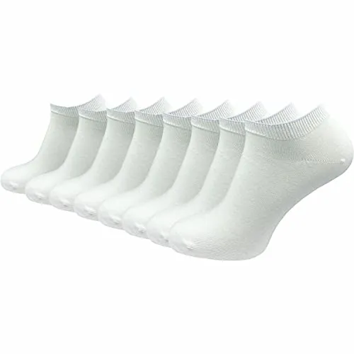 GAWILO Damen & Herren Sneaker Socken aus 100% reiner Baumwolle (8 Paar) | kurze & dünne Natur Füßlinge | ohne drückende Naht über den Zehen | verstärkt & atmungsaktiv (43-46, weiß)