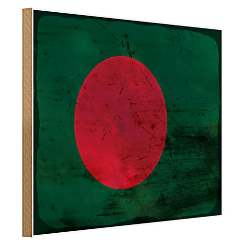 Holzschild Flagge Bangladesch 40x30cm Bangladesh Rost