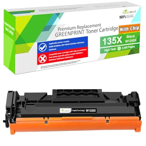 mit Chip Kompatible Tonerkartusche 135X W1350X Hoher Kapazität 2400 Seiten für H P M207dw M209 M209d M209dw M234 M234d M234dw M234sdw M234sdn M235sdw, Funktioniert Nicht Mit H P+ Modell endet mit