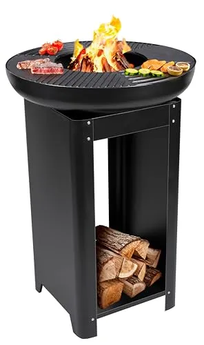 BBQ Collection 3in-1 Feuerschale mit Grillrost - Grill und Feuerkorb in einem, ideal für gesellige Abende im Freien – Maße: 61 x 90 cm, aus robustem Eisen gefertigt.